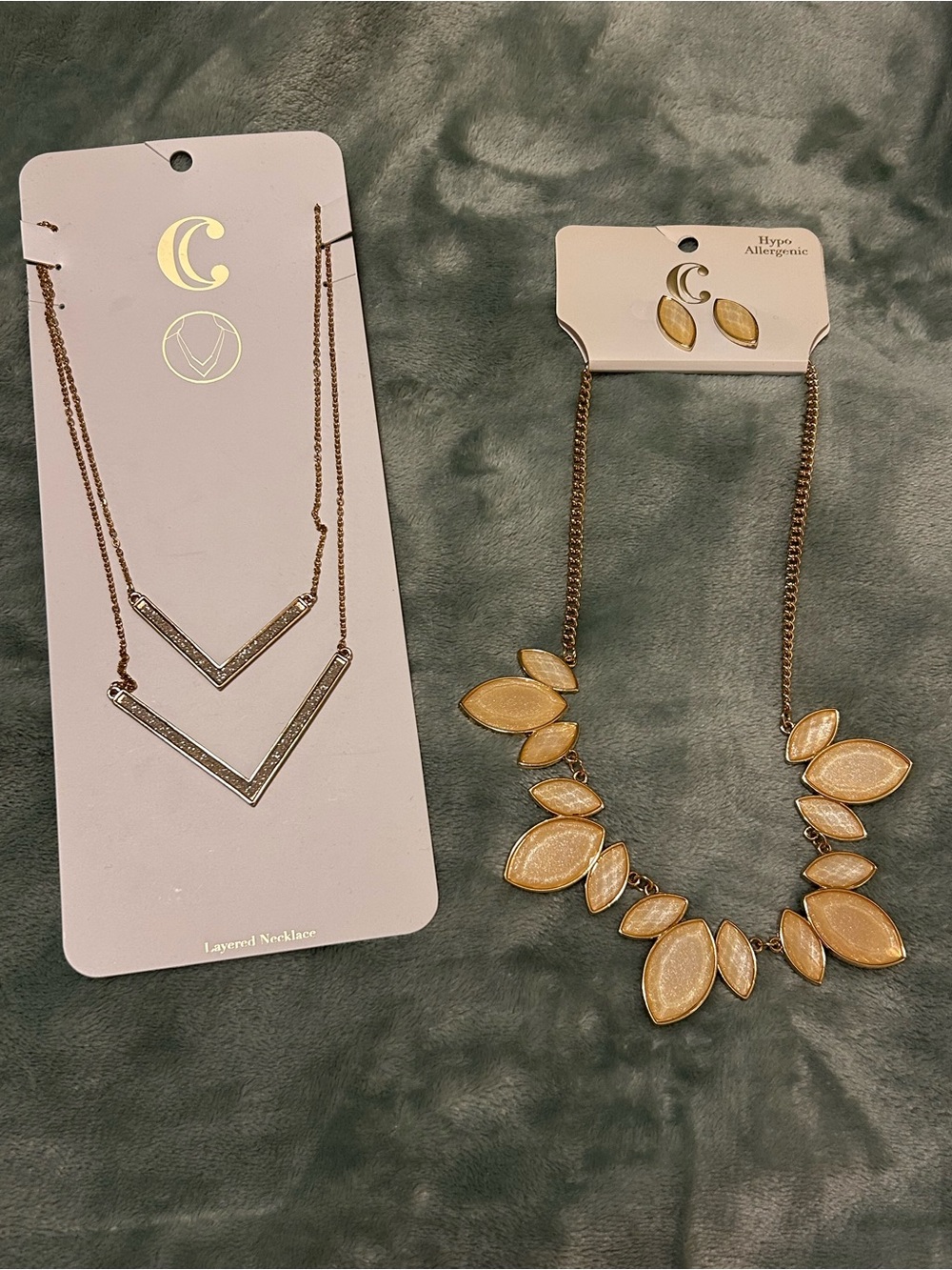 Charming Charlie Gold Necklaces with Silver or Gem Accents and Earrings